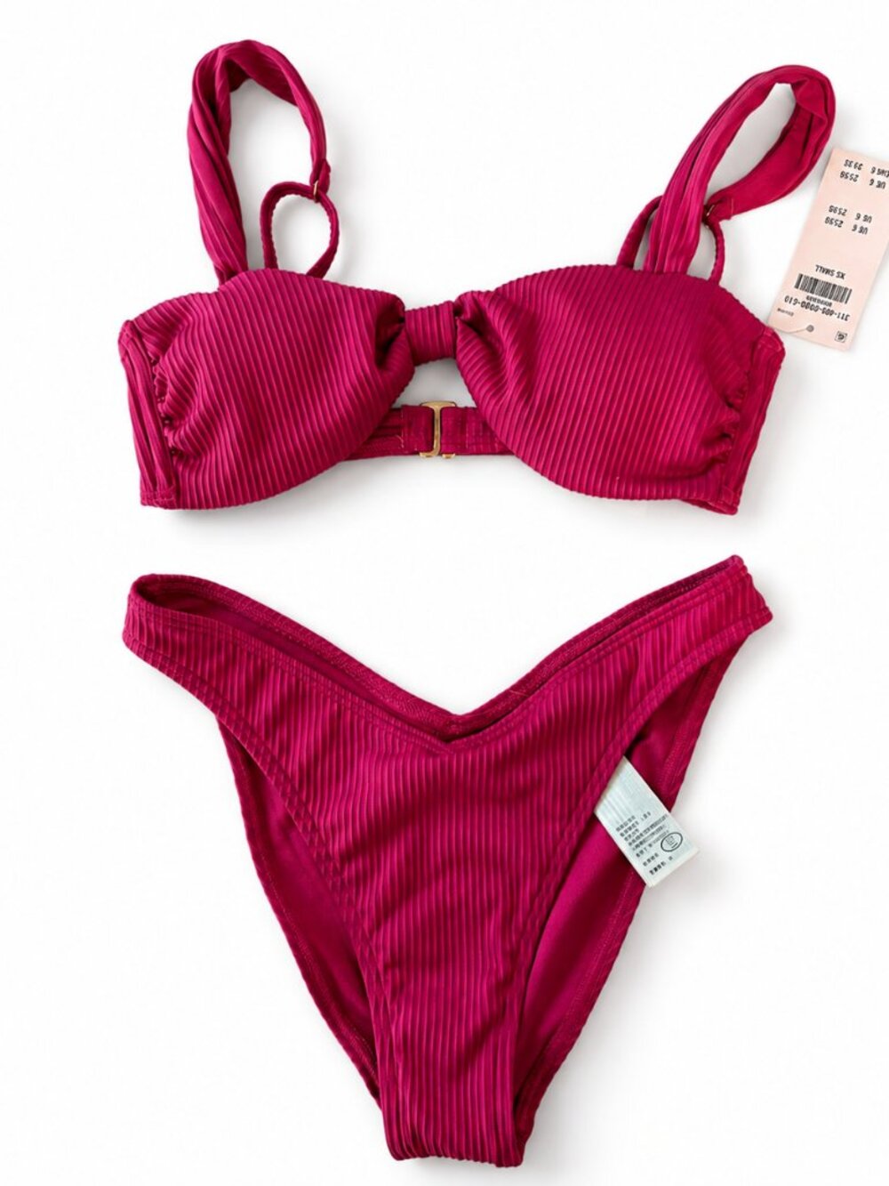 Hollister Pink Ribbed Bikini Set XXS NWT